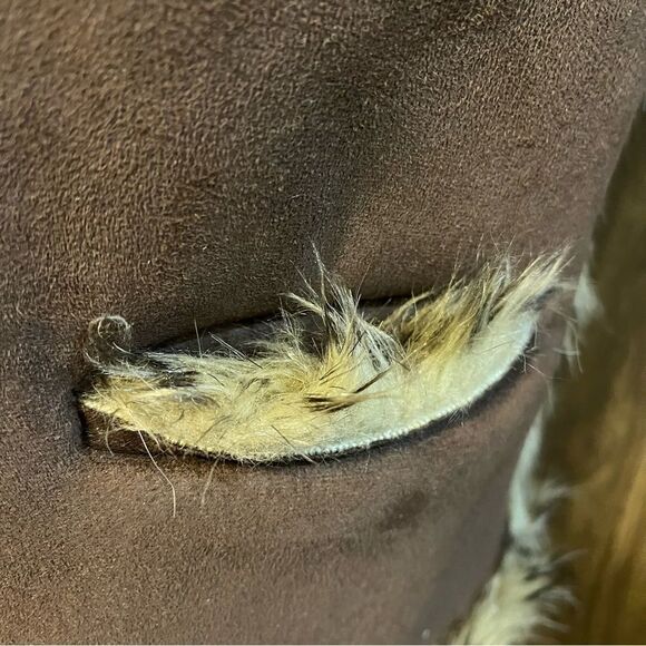 Sport Haley Faux Suede Leopard Print Vest Medium – Faux Fur Lined, Front Pockets - Picture 15 of 16